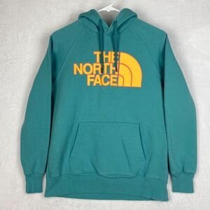 The North Face Sweater Womens Small Green Logo Hooded Sweatshirt Long Sleeve